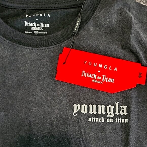YOUNGLA x Attack On Titan First Battle #4186 Men's Cropped T Size L Black - Picture 7 of 13